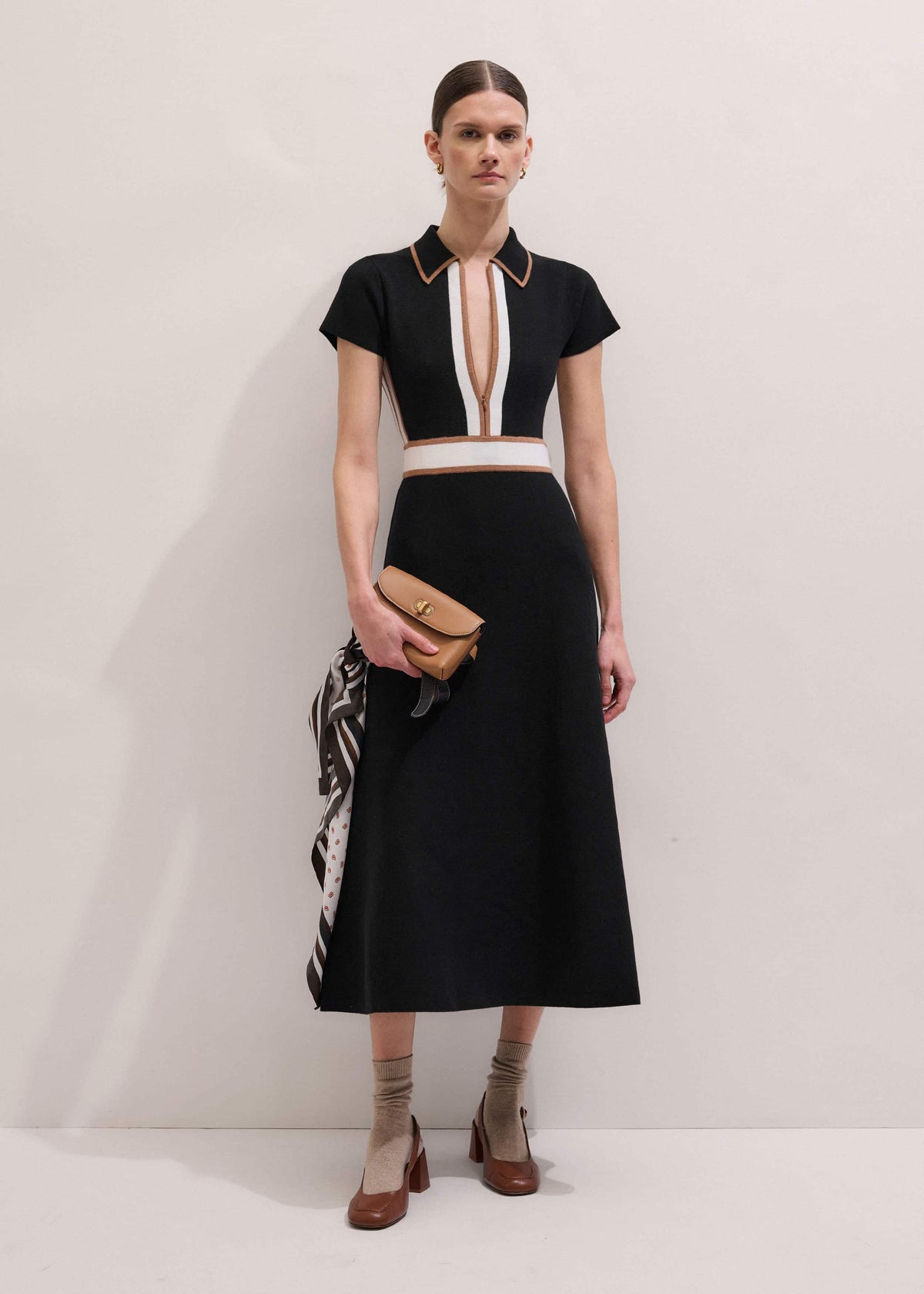 Black Milano Knit Collared Maxi Dress | ME+EM Clothing