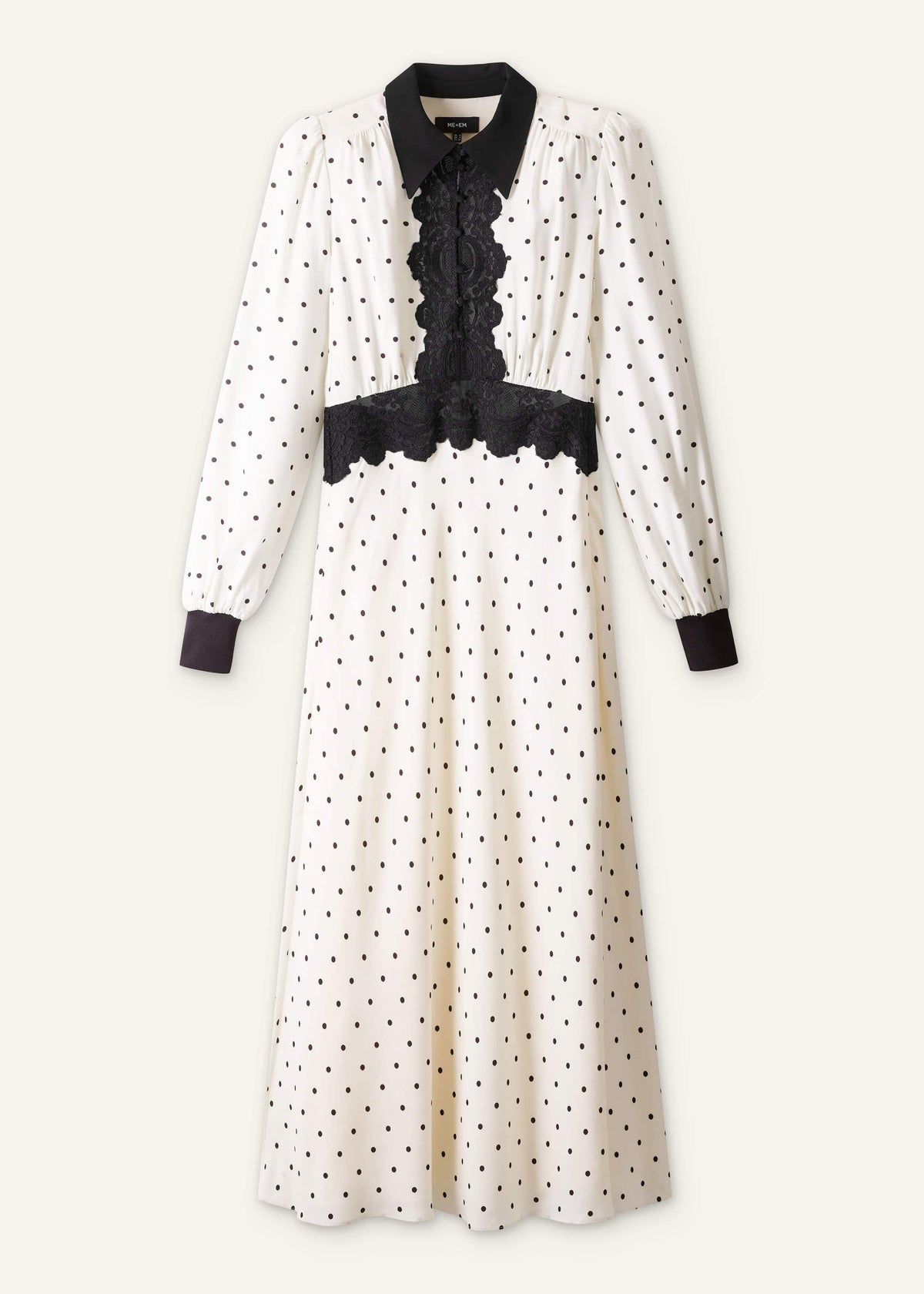 Cream Winter Polka Dot Lace Trim Maxi Dress | ME+EM Clothing
