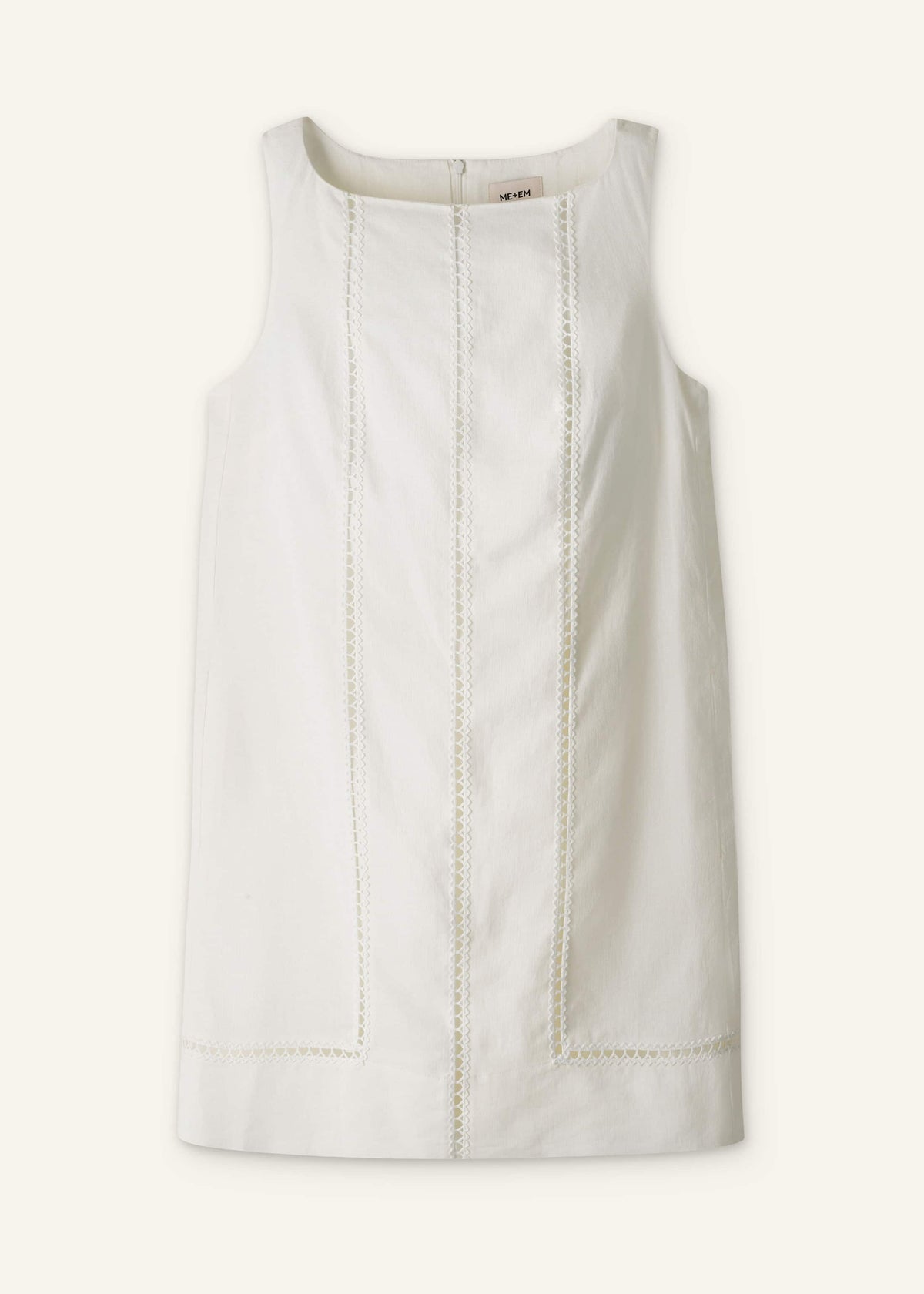 White Crease-Less Linen Embroidered Midi Dress | ME+EM Clothing