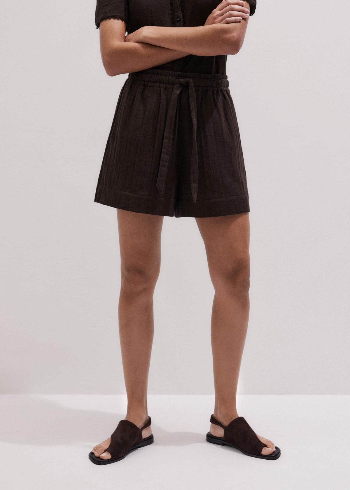 Brown Cheesecloth Summer Short | ME+EM Clothing