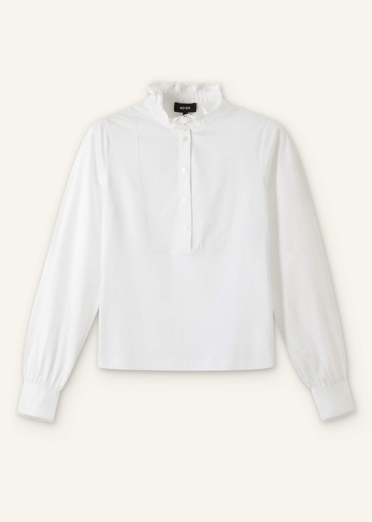 White Frill Neck Layering Blouse | ME+EM Clothing