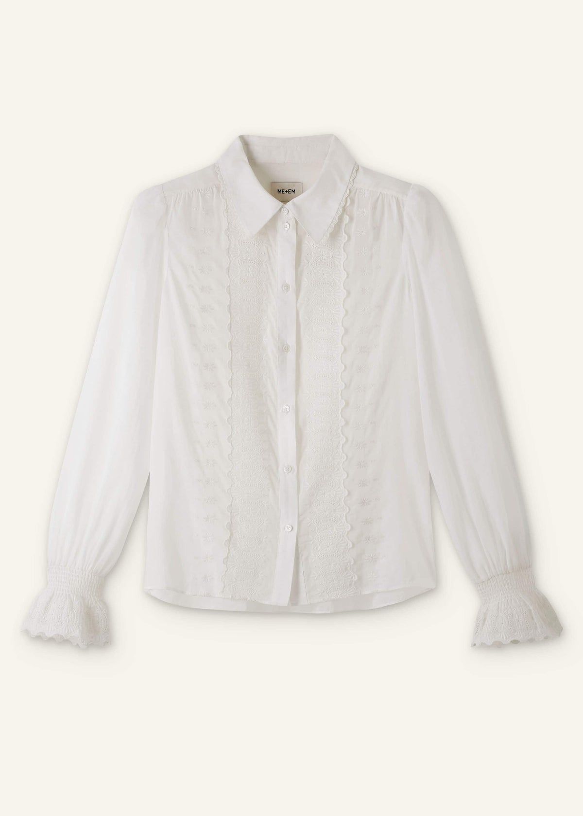 White Intricate Embroidery Blouse | ME+EM Clothing