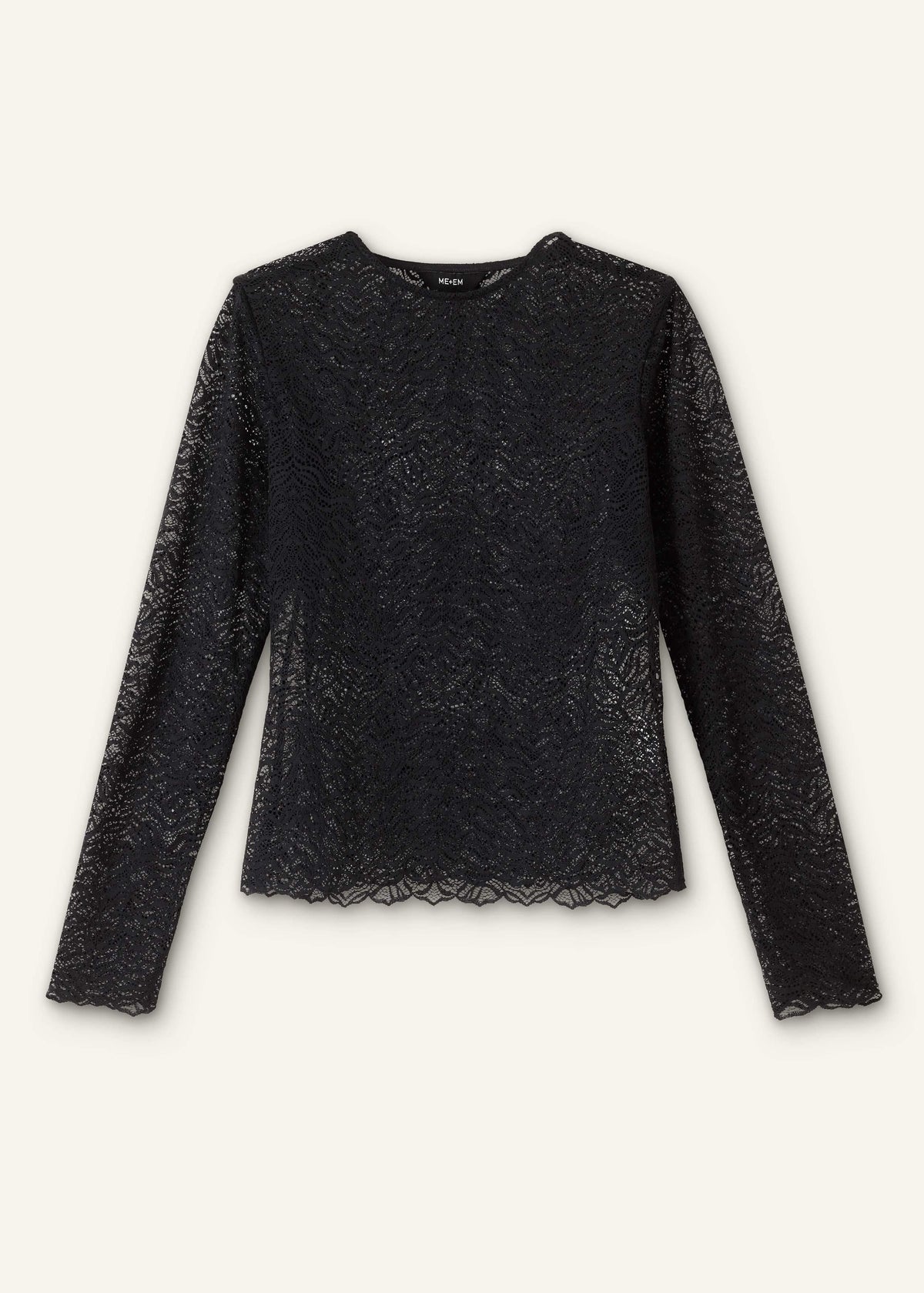 Black Lace Crew Neck Top | ME+EM Clothing