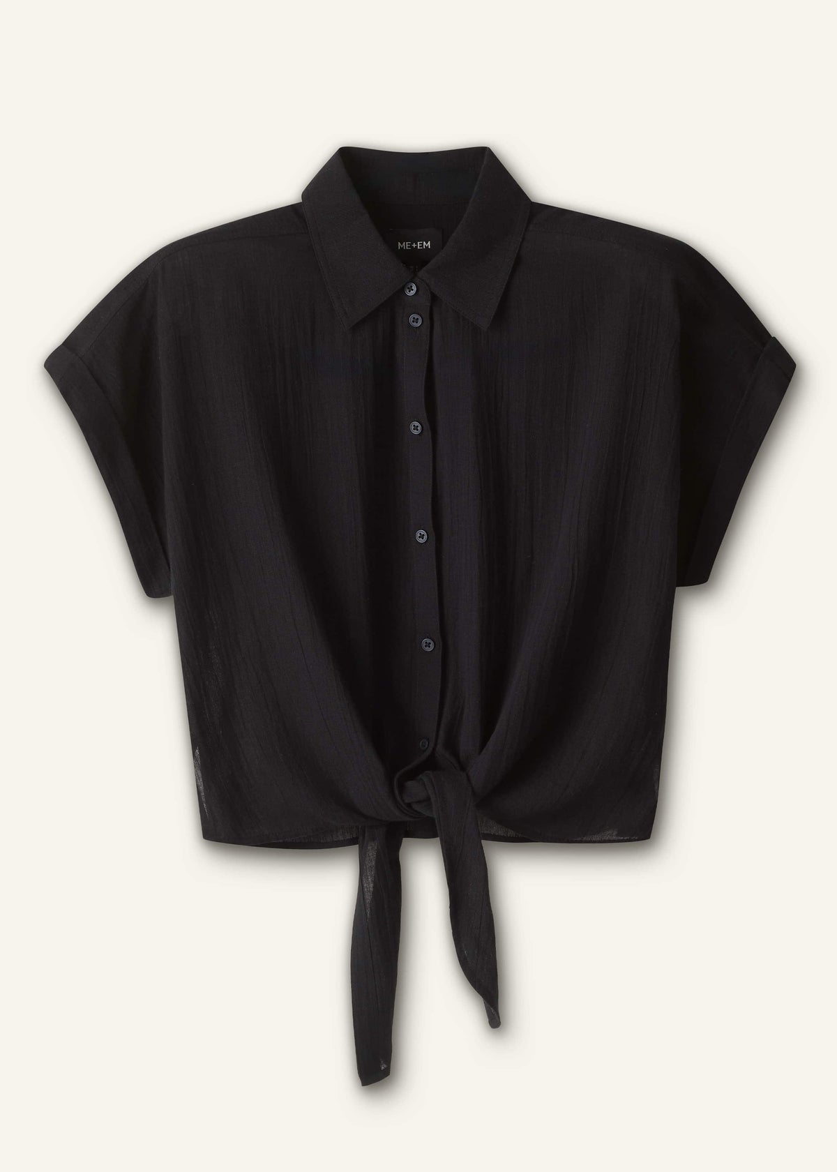 Black Tie Front Beach Shirt | ME+EM Clothing