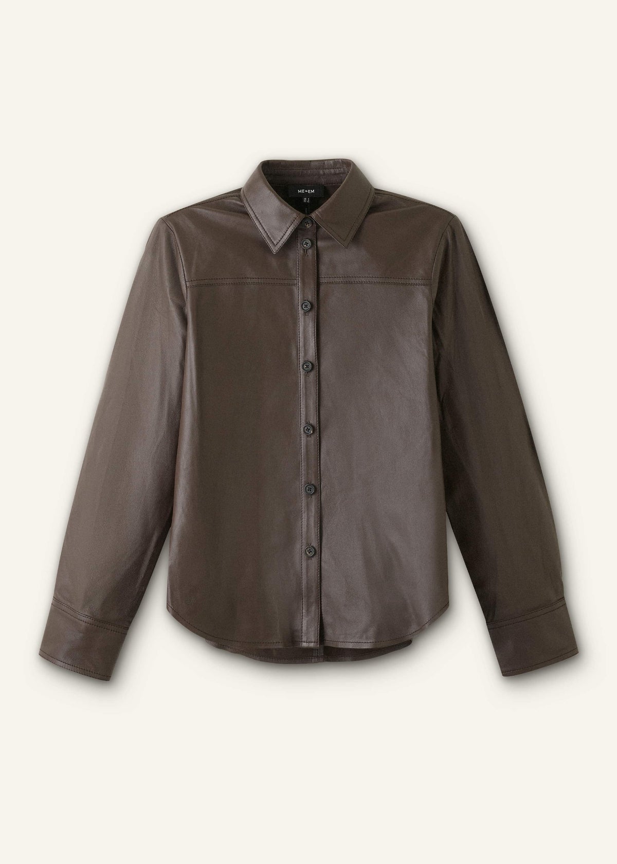 Brown Luxe Leather Straight Shirt | ME+EM Clothing