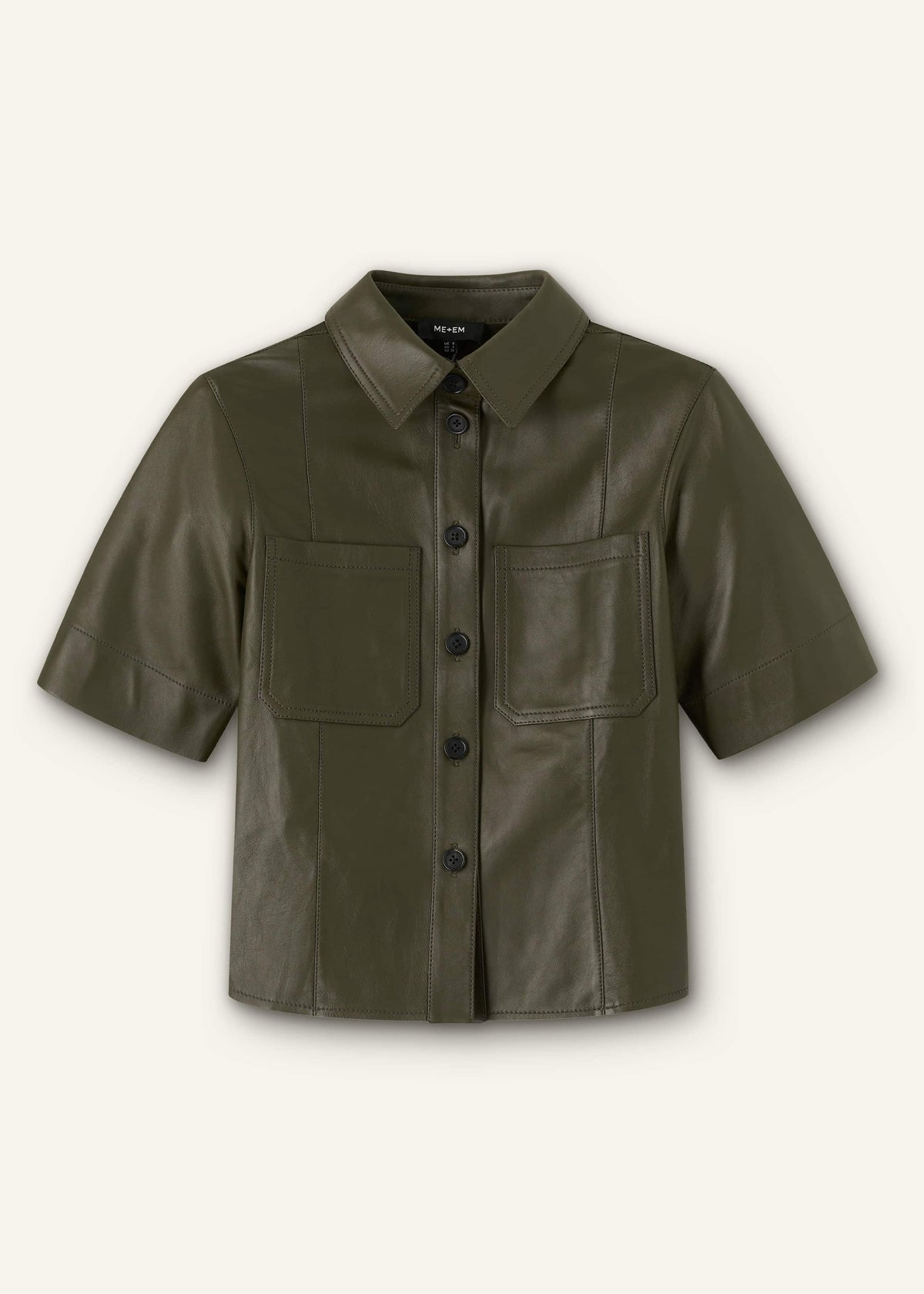 Olive Green Leather Utility Shirt | ME+EM Clothing
