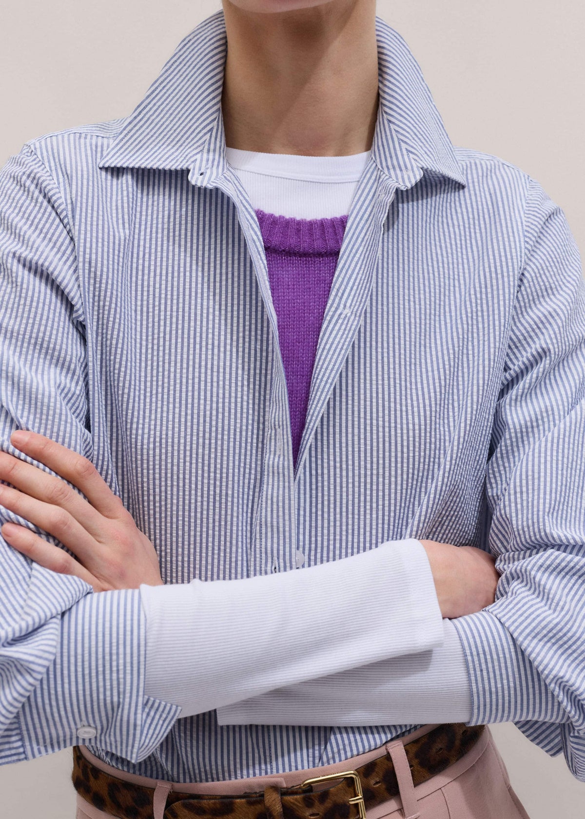 White Cotton Rib Long Sleeve Top | ME+EM Clothing