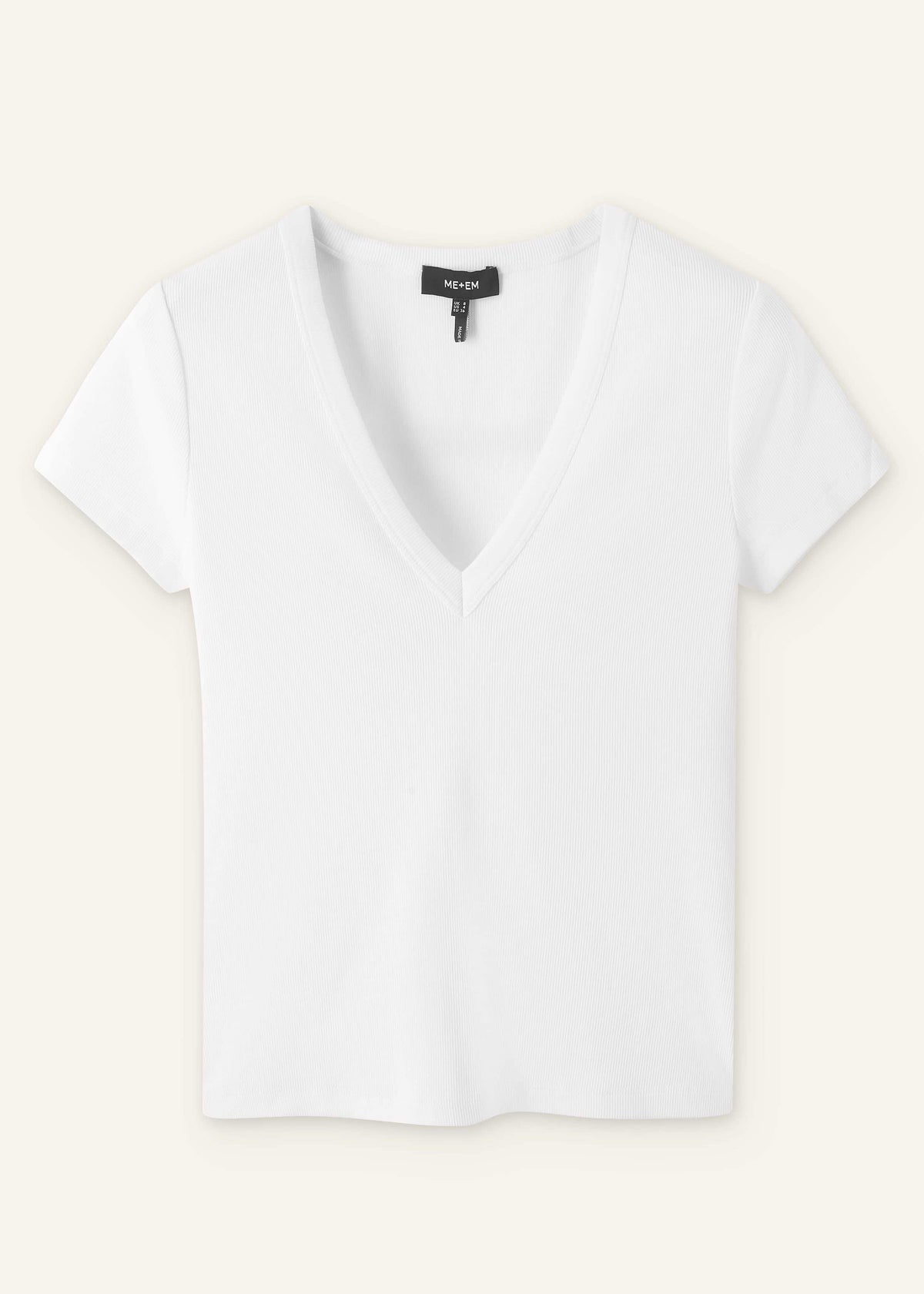 White Ultimate Fitted Rib V-Neck Tee | ME+EM Clothing