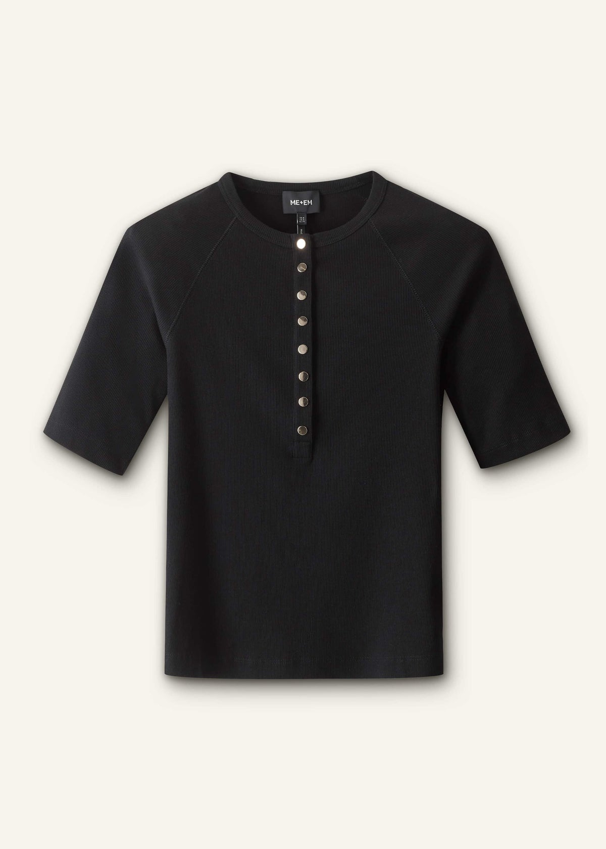 Black Short Sleeve Henley Top | ME+EM Clothing
