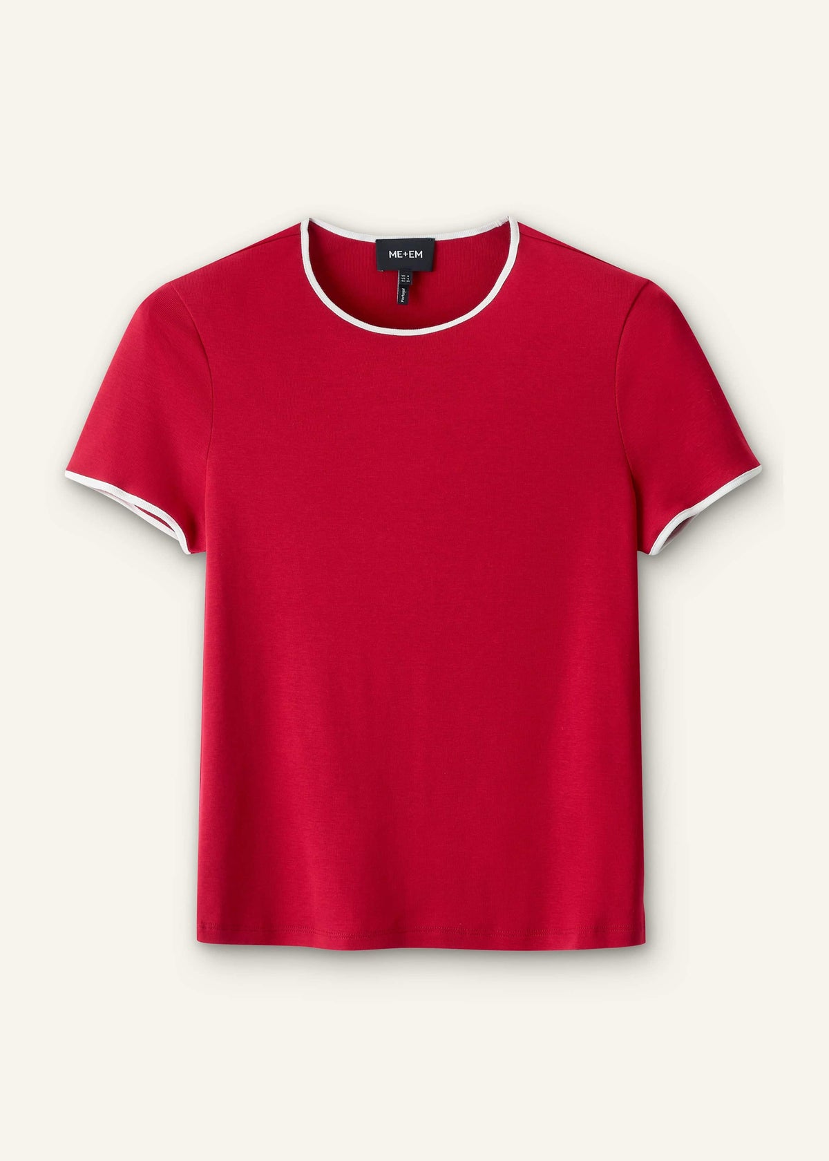 Red Contrast Trim Slim Tee | ME+EM Clothing