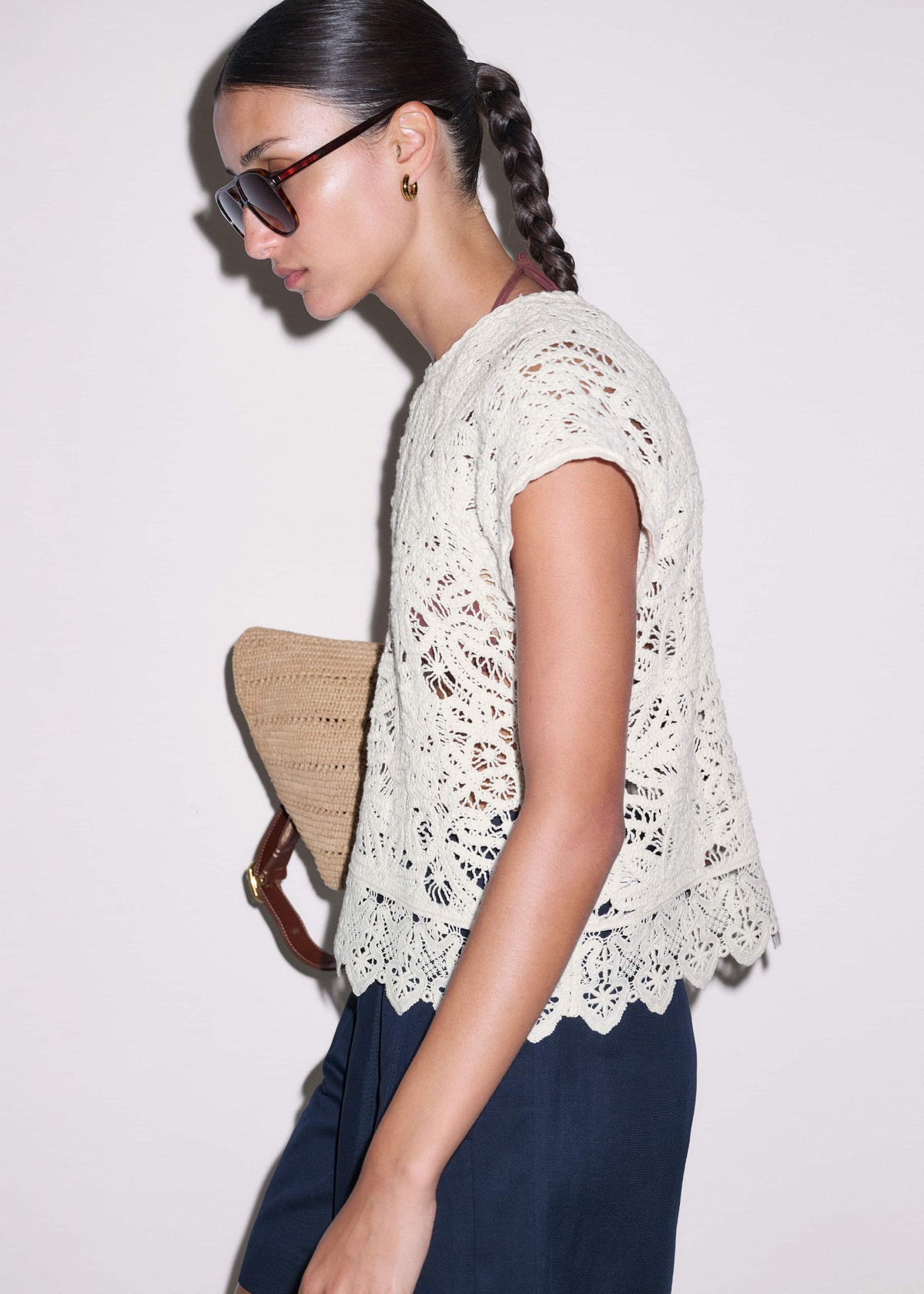 Cream Lace Crochet Crop Tee | ME+EM Clothing