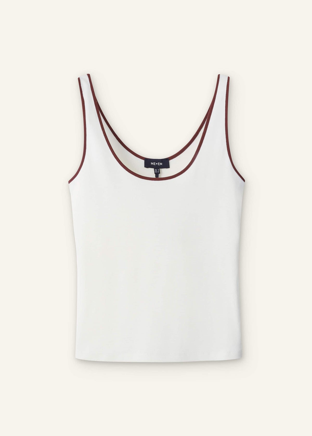 Cream Contrast Trim Slim Vest | ME+EM Clothing