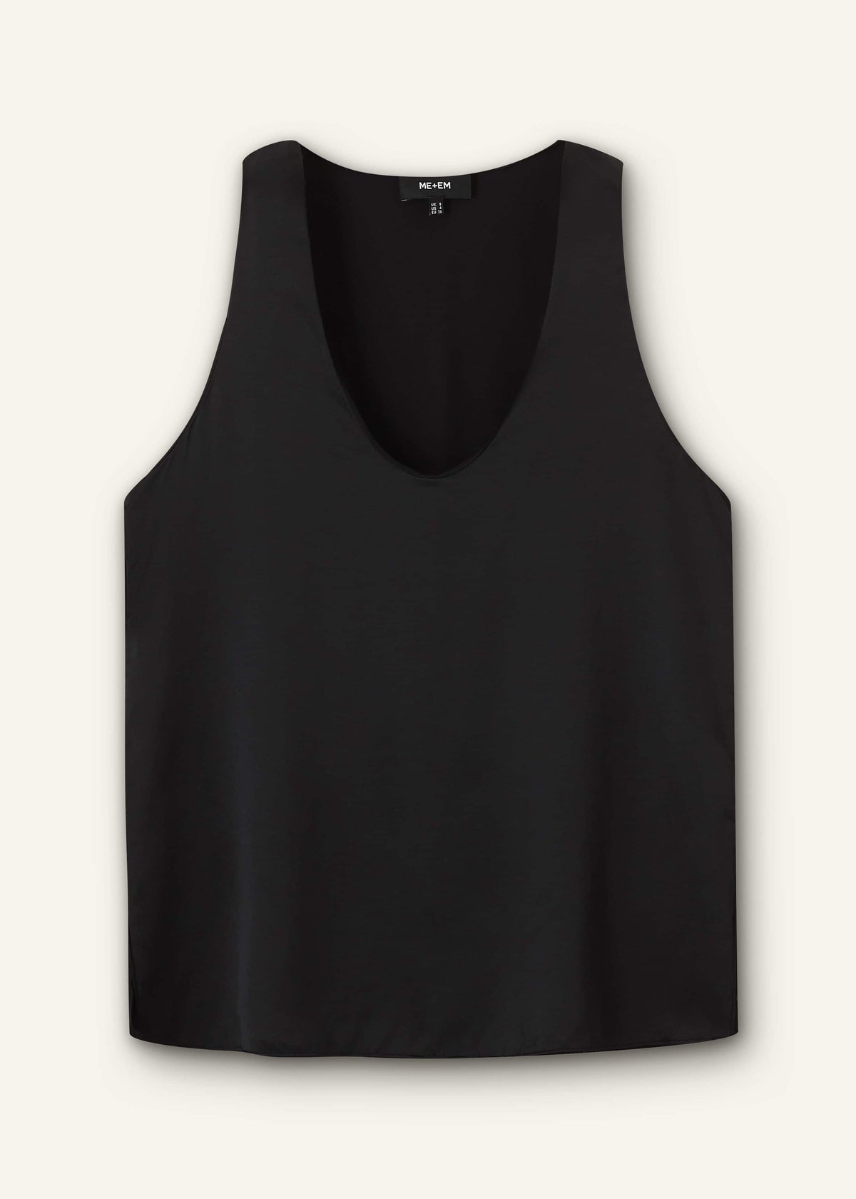 Black Silk Satin Evening Tank Top | ME+EM Clothing