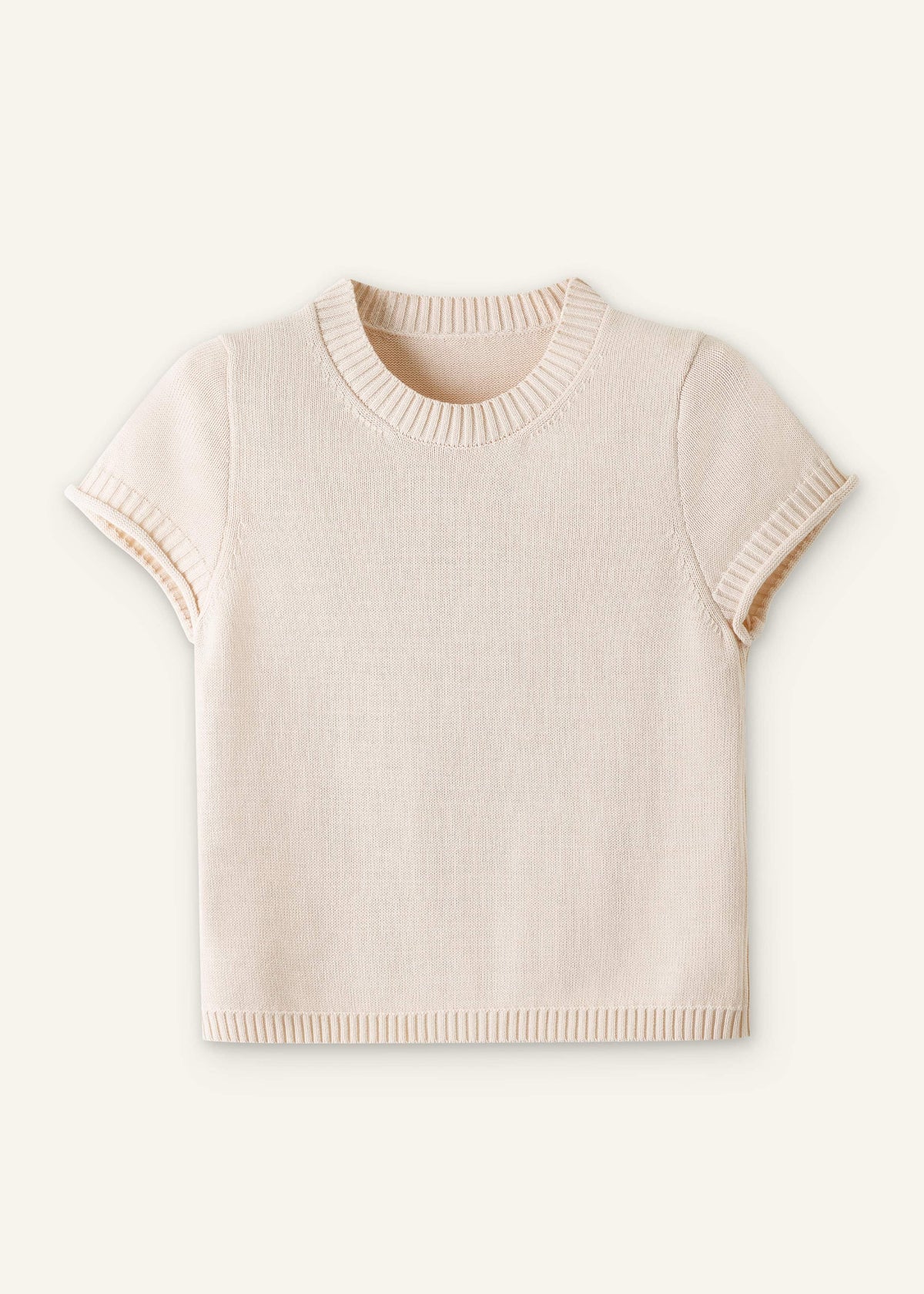 Vanilla Shrunken Straight Knit Baby Tee | ME+EM Clothing