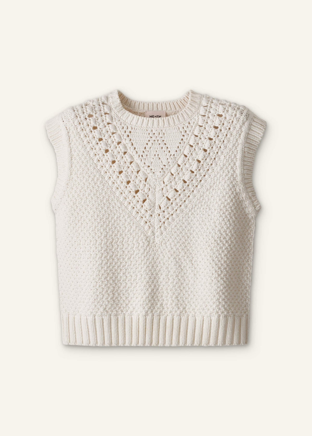 Cream Relaxed Knit Vest | ME+EM Clothing
