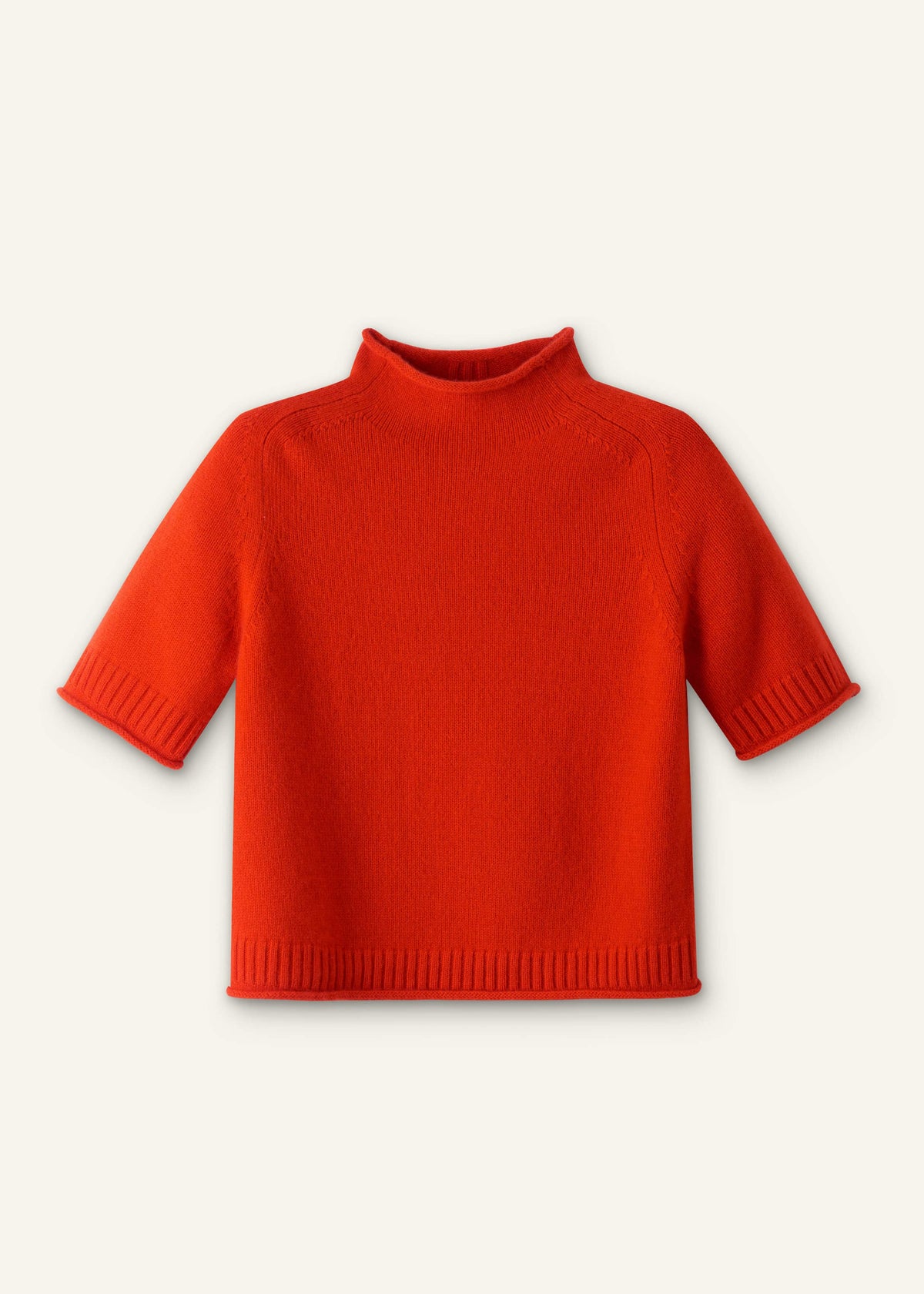 Orange Cashmere Roll Trim Knit Tee | ME+EM Clothing