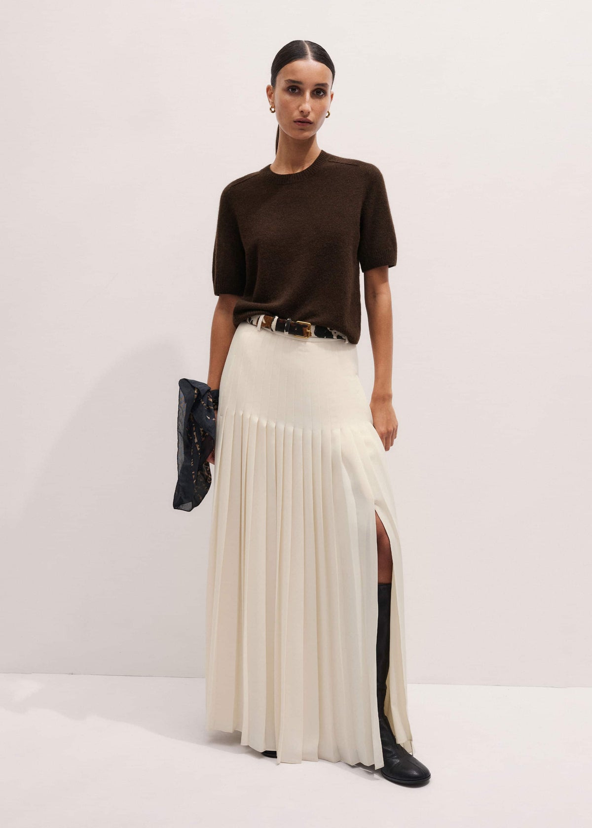 Brown Felted Knit Tee | ME+EM Clothing