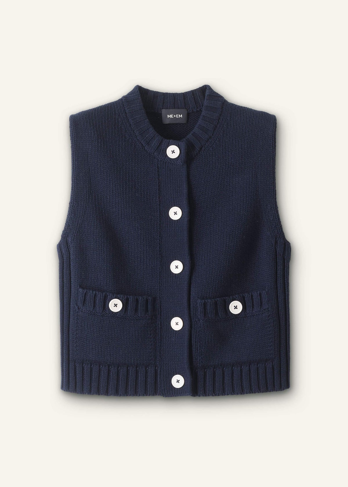 Navy Straight Crop Vest | ME+EM Clothing
