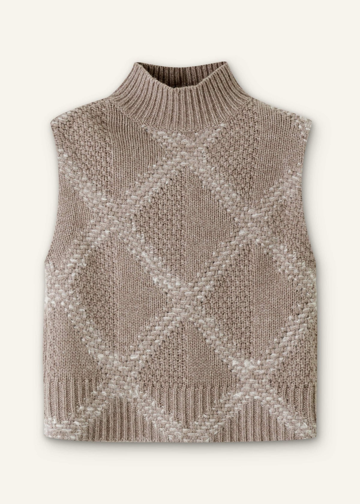 Brown Merino Statement Textured Argyle Sweater Vest | ME+EM Clothing