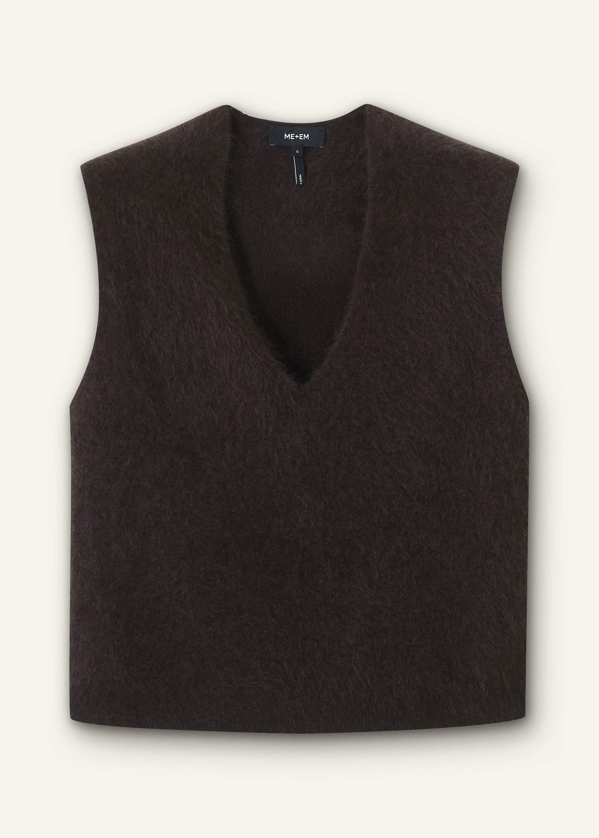 Brown Brushed Cashmere V-Neck Sweater Vest | ME+EM Clothing