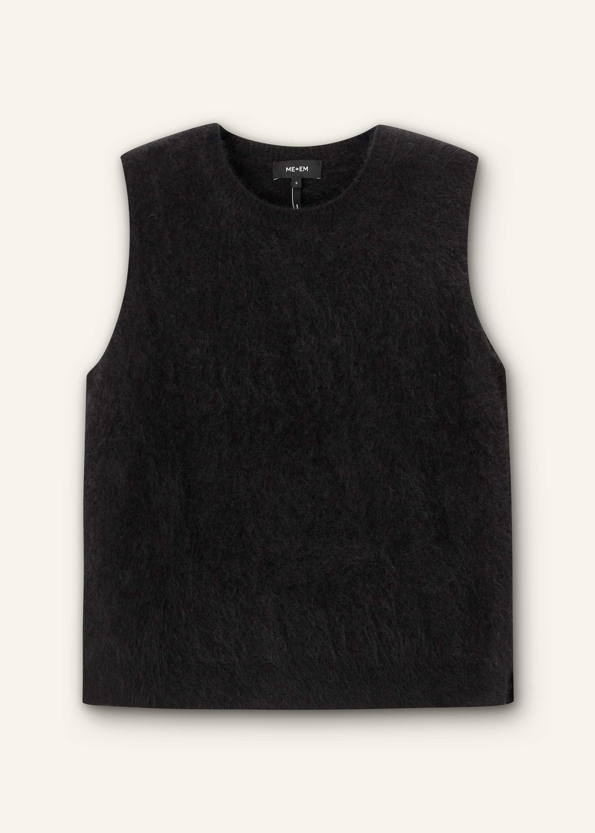 Black Brushed Cashmere Straight Sweater Vest | ME+EM Clothing