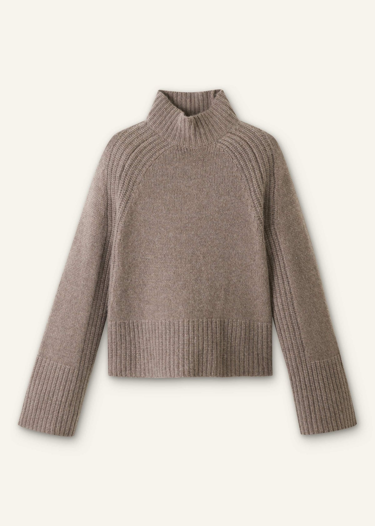 Brown Cashmere High Neck Relaxed Statement Sweater | ME+EM Clothing