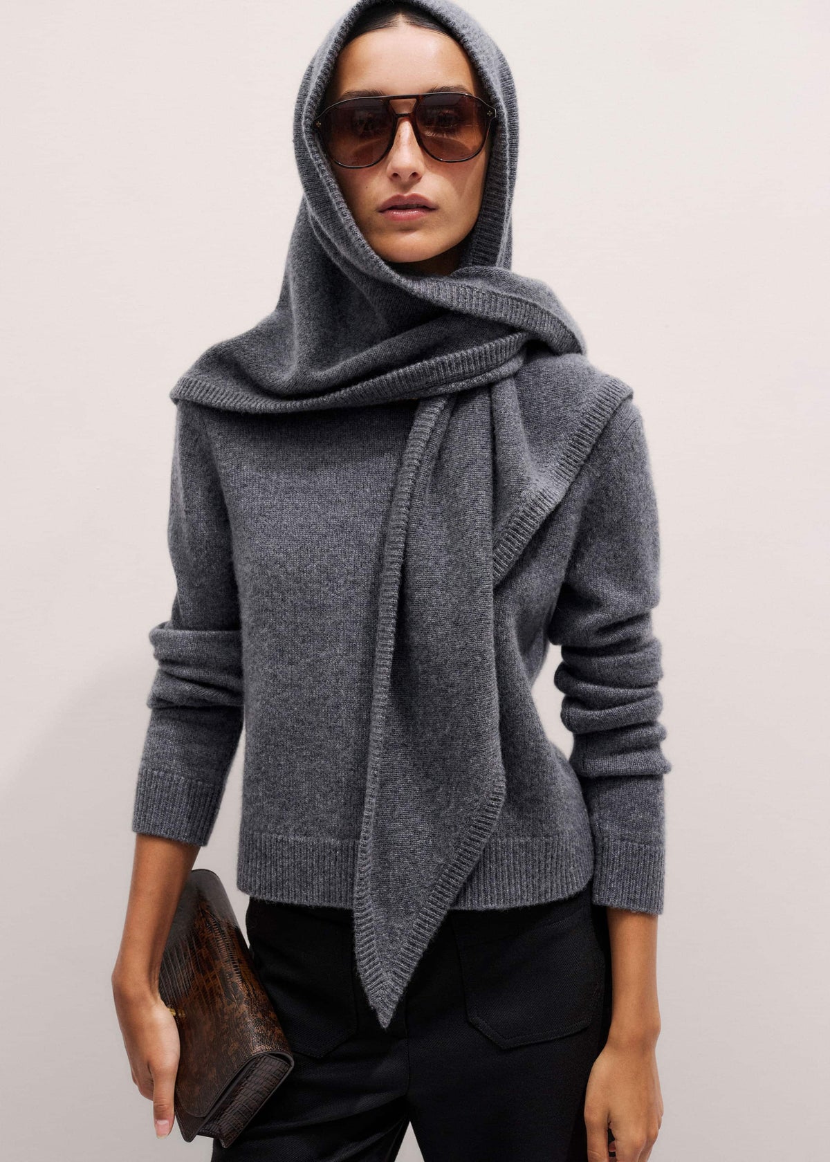 Gray Cashmere Relaxed Crop Sweater | ME+EM Clothing