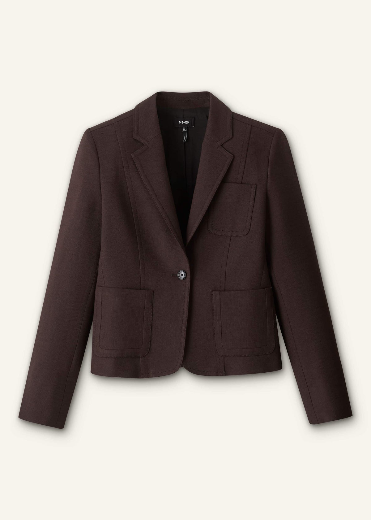 Brown Fitted Short Blazer | ME+EM Clothing