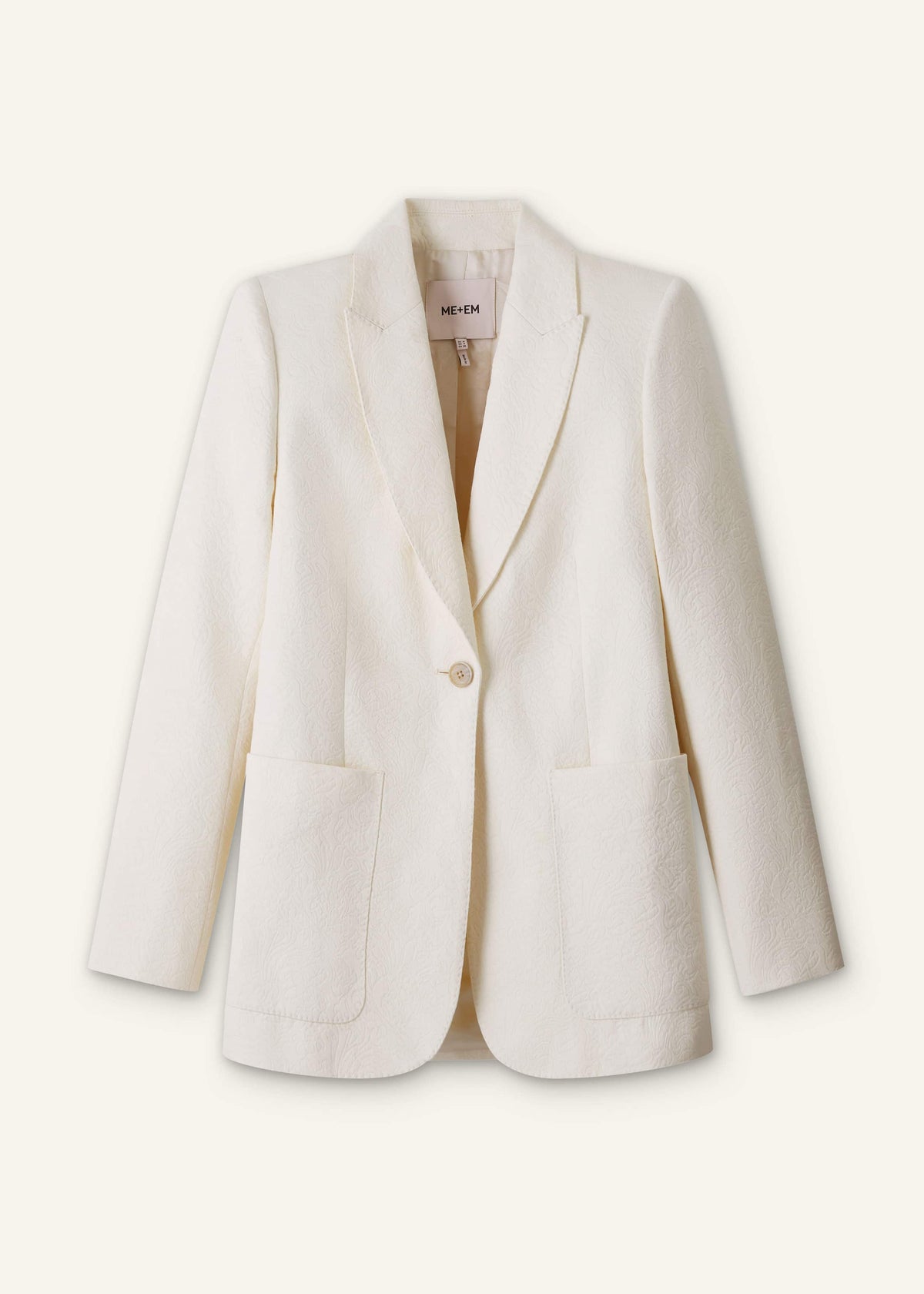Ivory Luxe Jacquard Sharp Shoulder Blazer | ME+EM Clothing