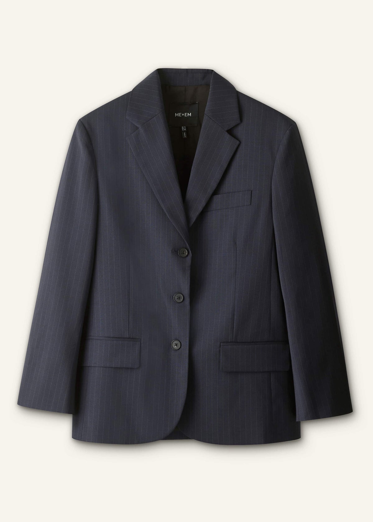 Navy Pinstripe Oversized Blazer | ME+EM Clothing