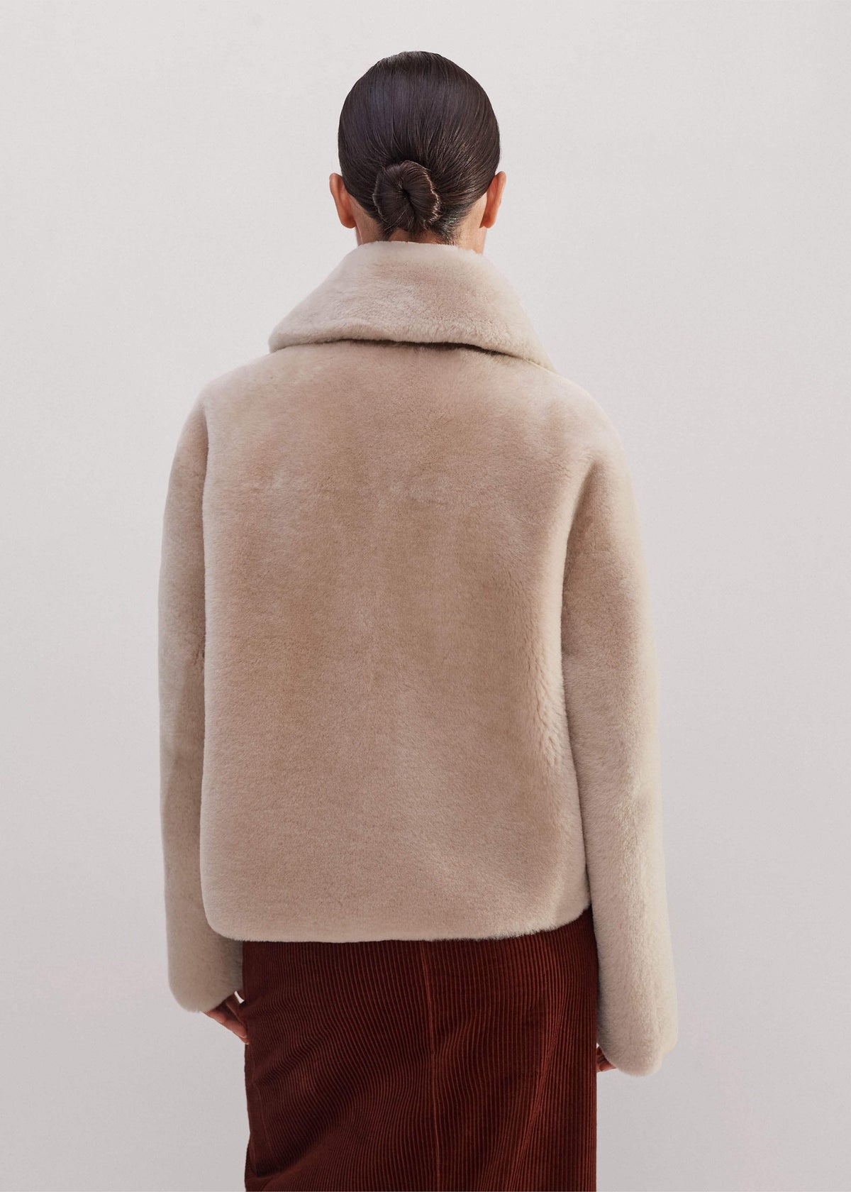 Cream Luxe Short Shearling Coat | Shearling Coats | ME+EM Clothing