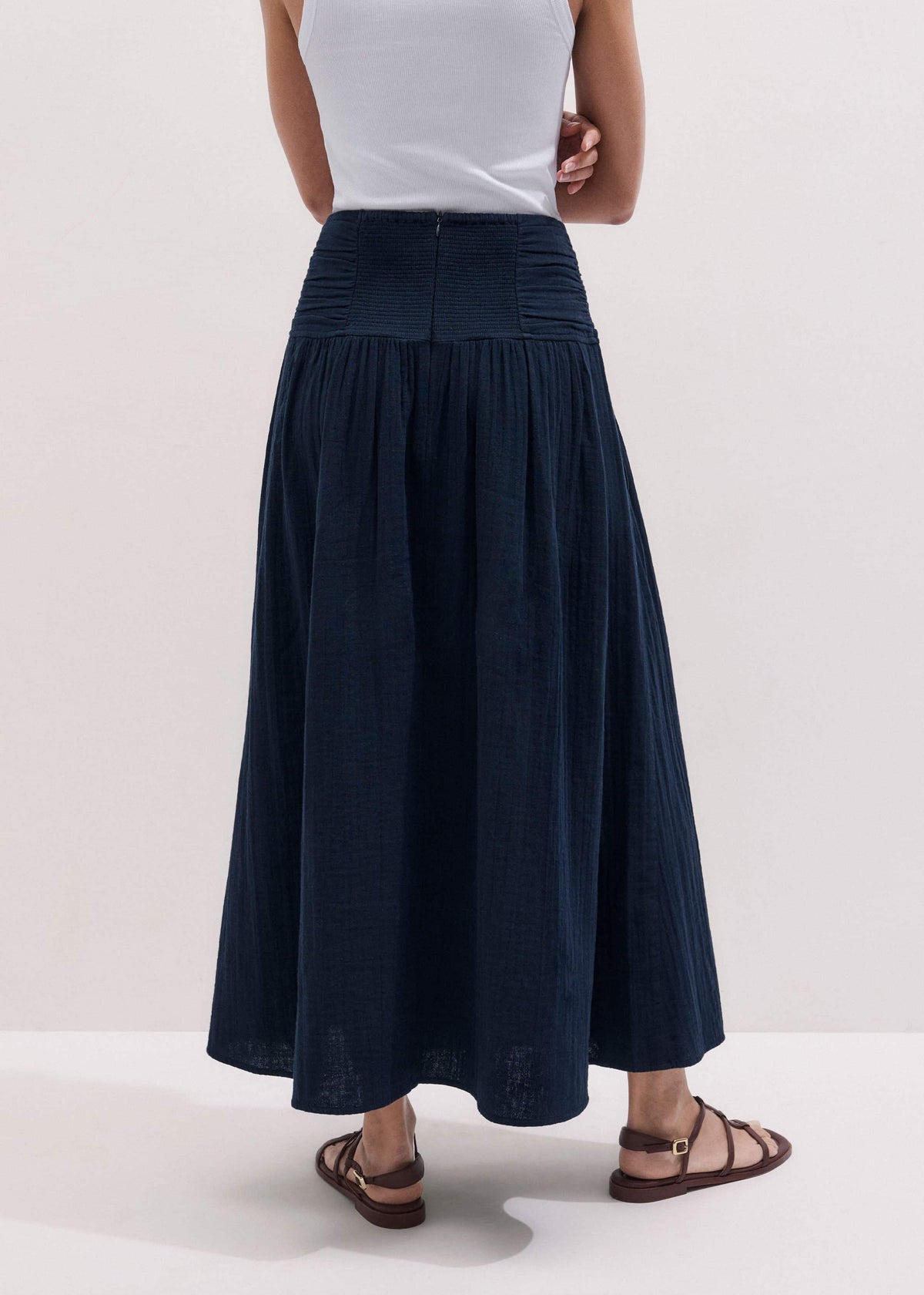 Navy Cheesecloth Relaxed Maxi Skirt | ME+EM Clothing