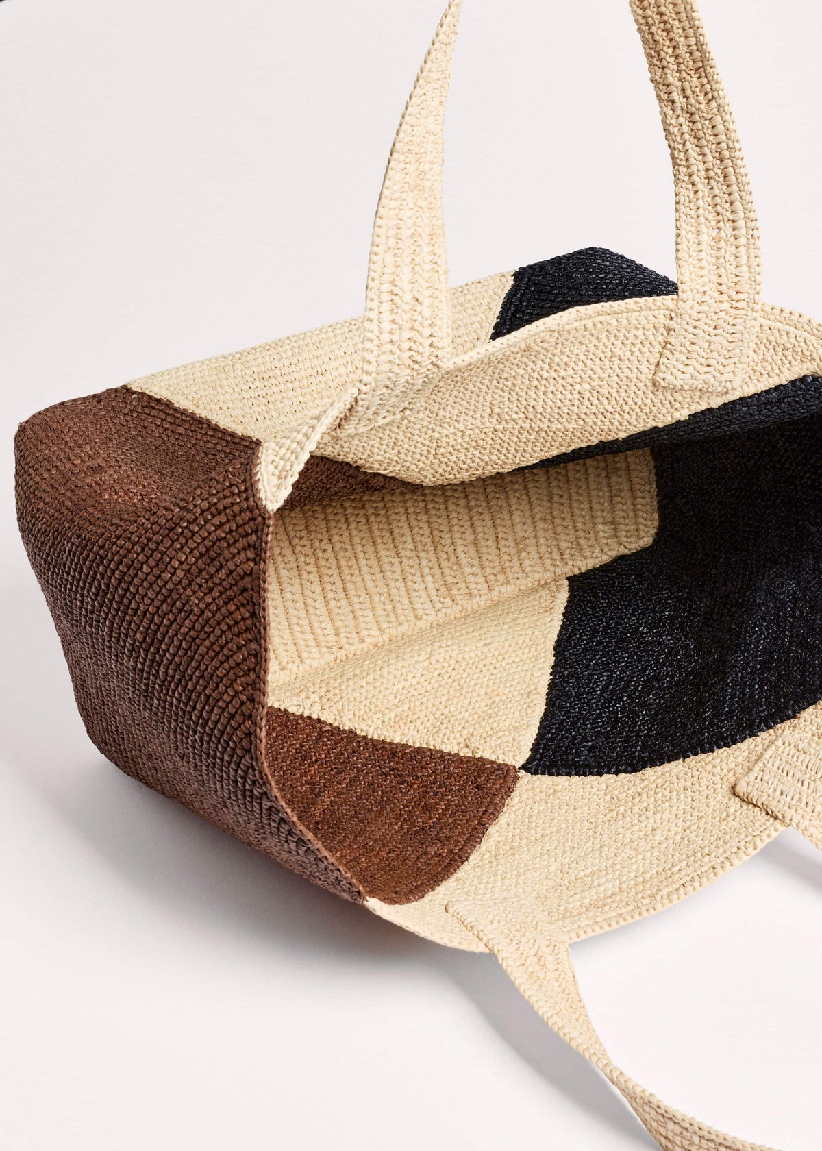 Brown Contrast Raffia Tote Bag | ME+EM Clothing|Accessories