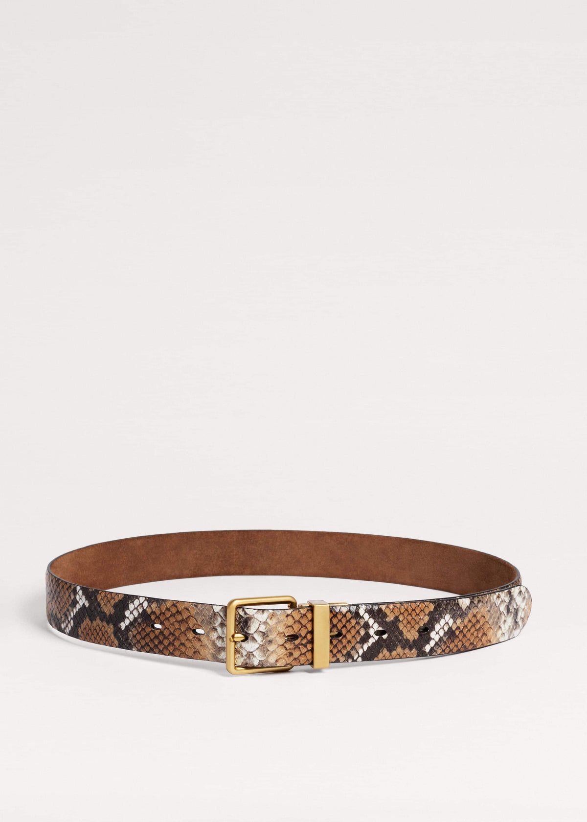 Tan Snake Print Reversible Belt | ME+EM Clothing|Accessories