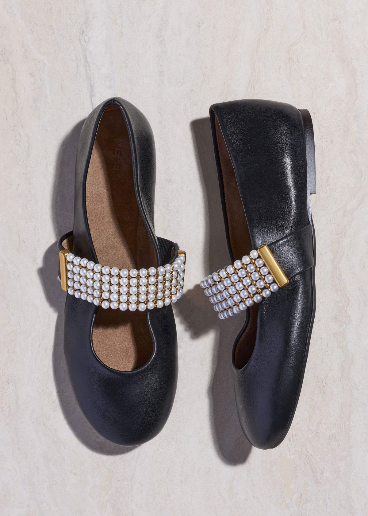 Black Pearl Trim Round Ballet Flat | ME+EM Clothing|Accessories