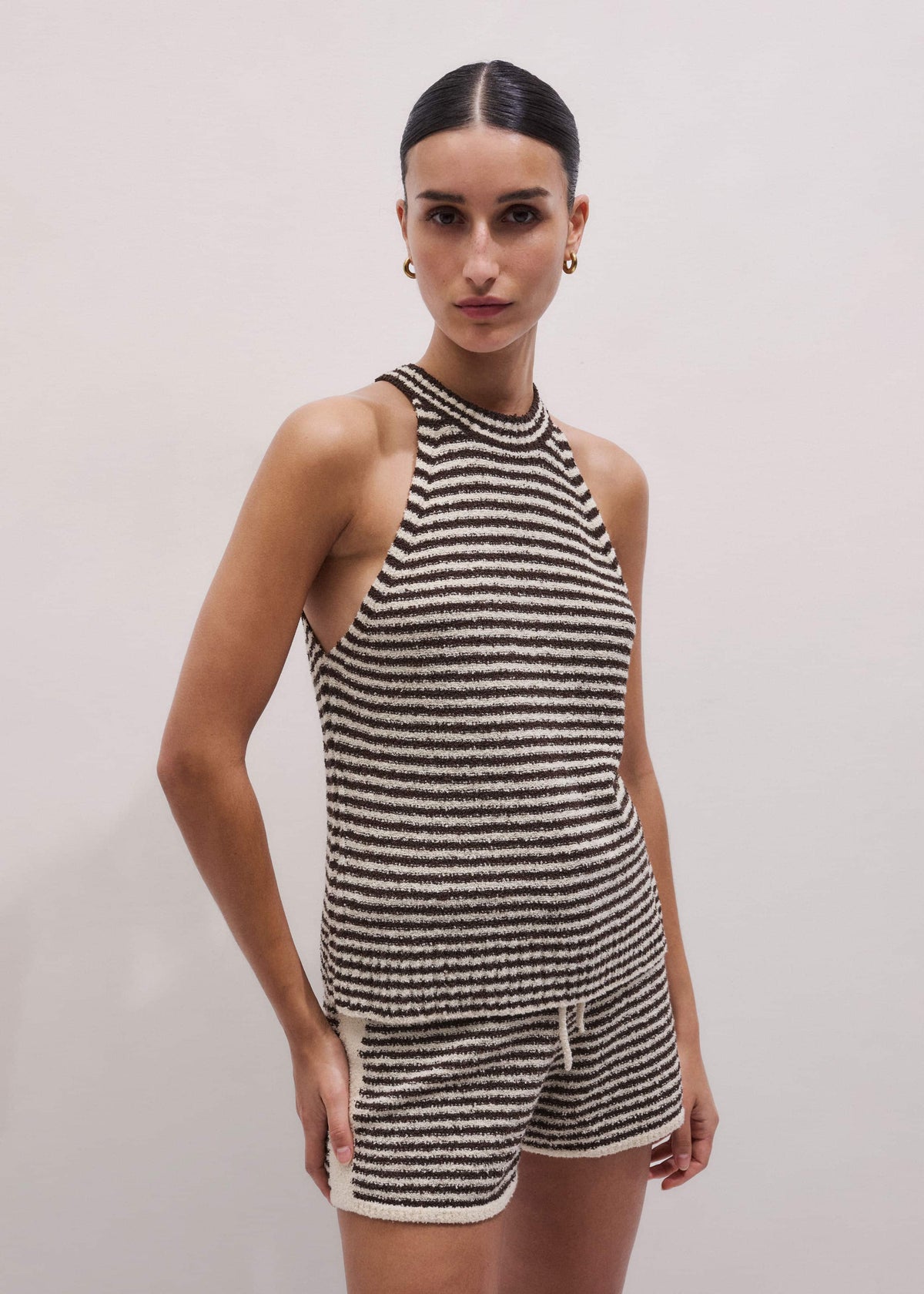 Cocoa Brown Stripe Short Co-ord | ME+EM Clothing