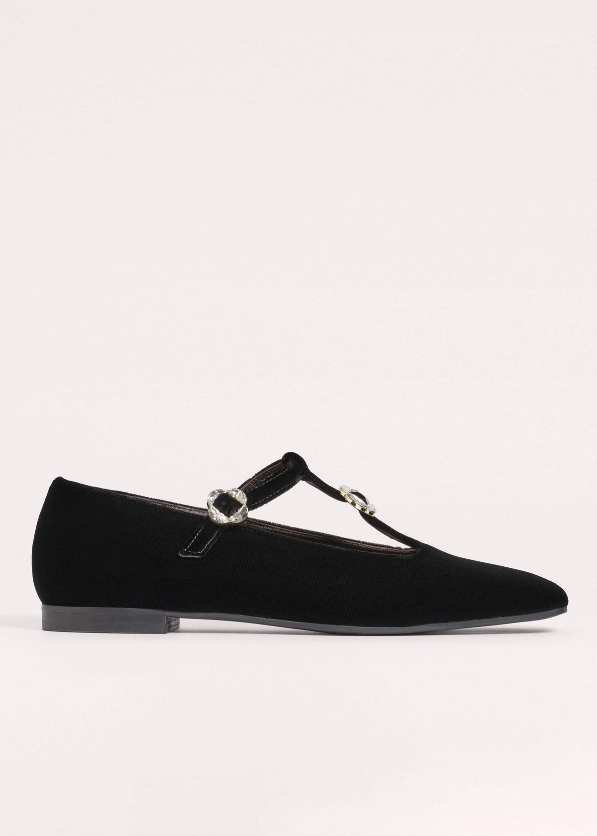 Black Square Toe T-Bar Flat | ME+EM Accessories