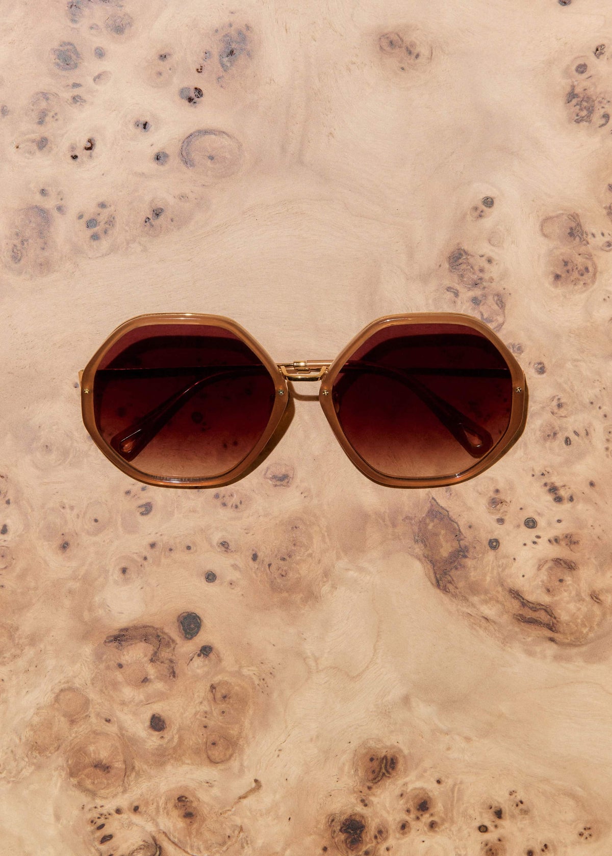 Smokey Nude Heptagonal Frame Sunglasses | ME+EM Accessories