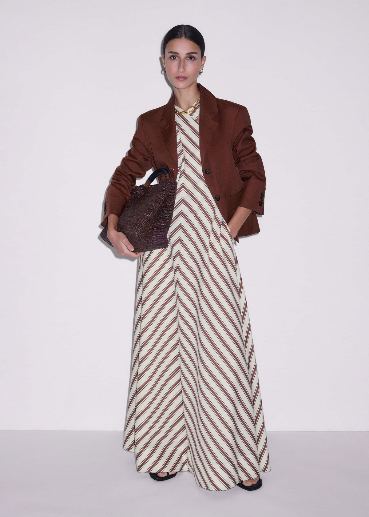 Cream Crease-Less Linen Halterneck Maxi Dress | ME+EM Clothing