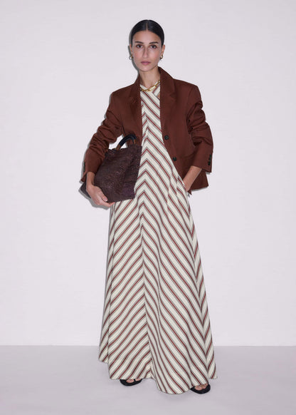 Cream Crease-Less Linen Halterneck Maxi Dress | ME+EM Clothing