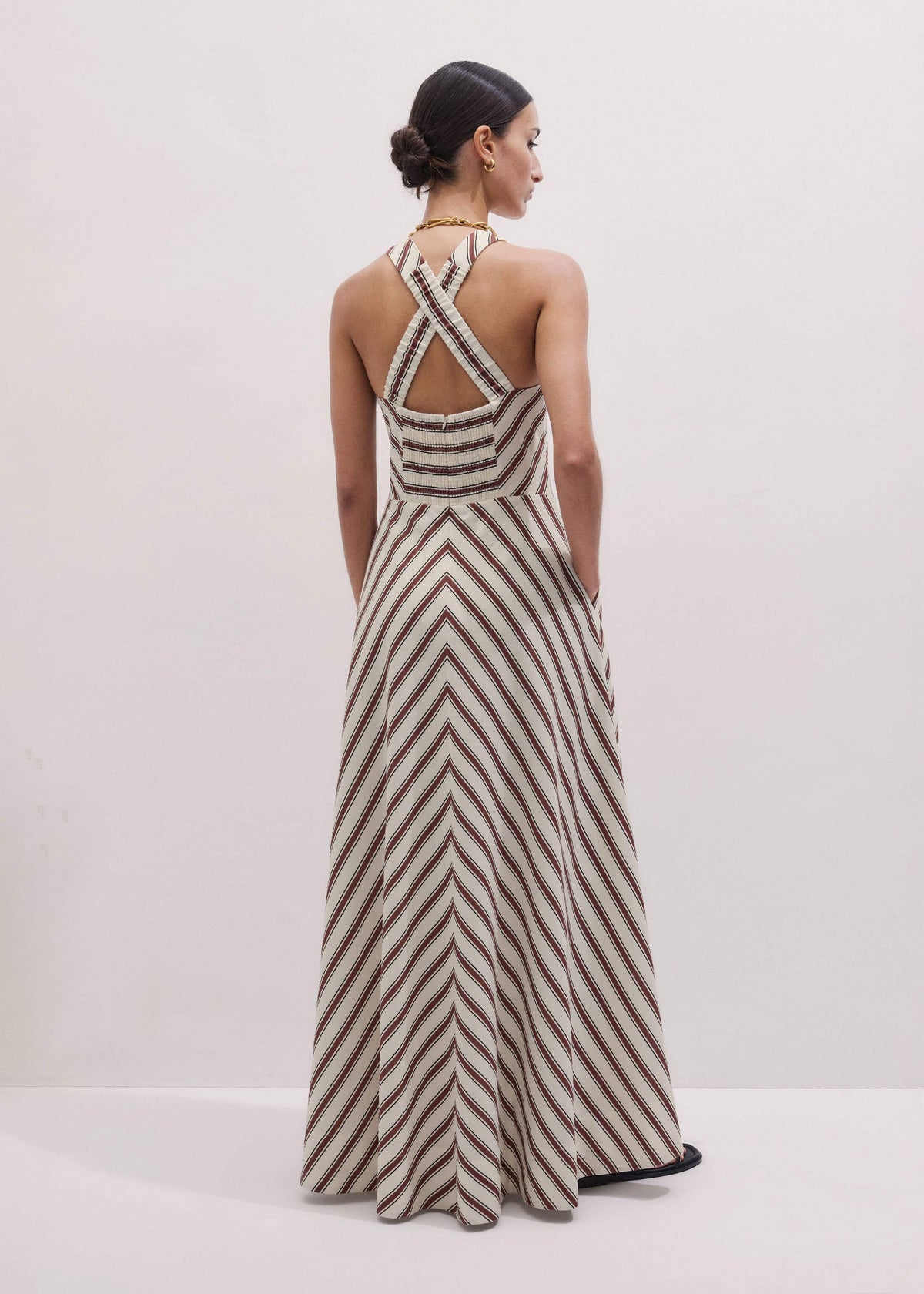 Cream Crease-Less Linen Halterneck Maxi Dress | ME+EM Clothing