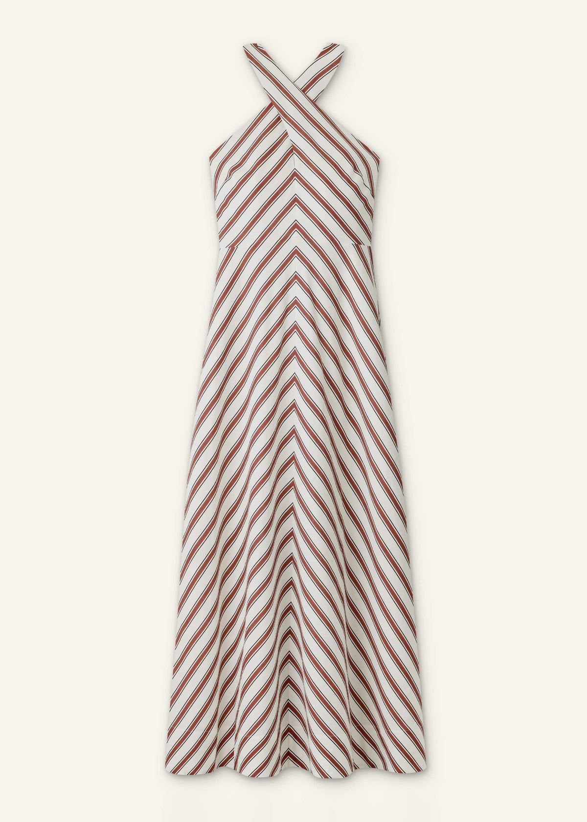 Cream Crease-Less Linen Halterneck Maxi Dress | ME+EM Clothing