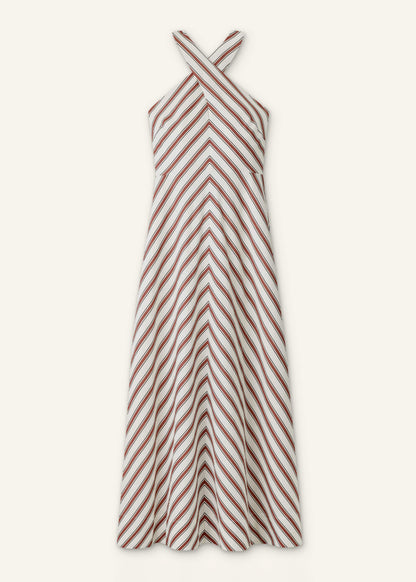 Cream Crease-Less Linen Halterneck Maxi Dress | ME+EM Clothing