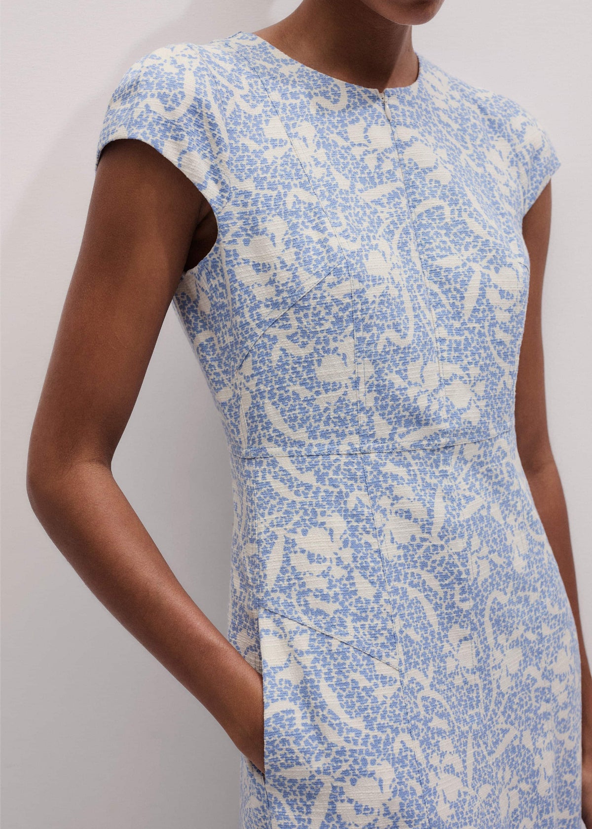 Blue Speckled Bloom Print Fit+Flare Maxi Dress | ME+EM Clothing