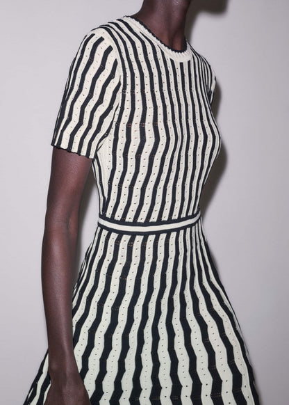 Cream Textured Pointelle Knit Stripe Maxi Dress | ME+EM Clothing