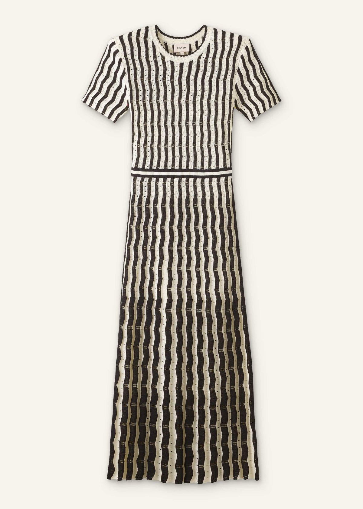 Cream Textured Pointelle Knit Stripe Maxi Dress | ME+EM Clothing