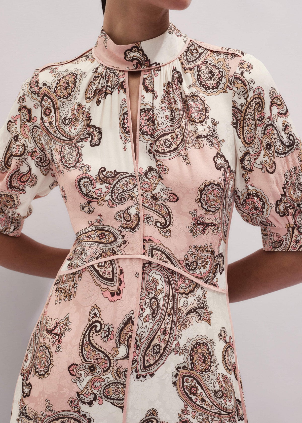 Pink Paisley Print Fit + Flare Maxi Dress | ME+EM Clothing