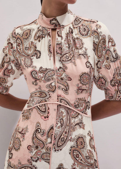 Pink Paisley Print Fit + Flare Maxi Dress | ME+EM Clothing