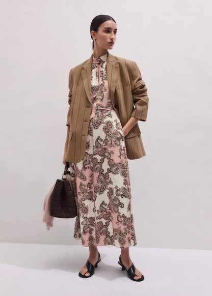 Pink Paisley Print Fit + Flare Maxi Dress | ME+EM Clothing