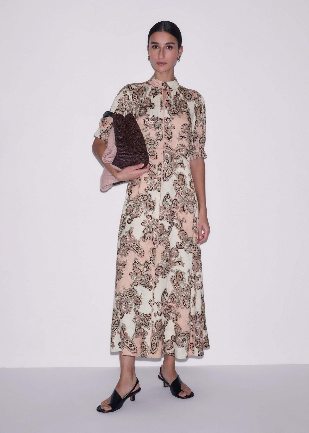 Pink Paisley Print Fit + Flare Maxi Dress | ME+EM Clothing